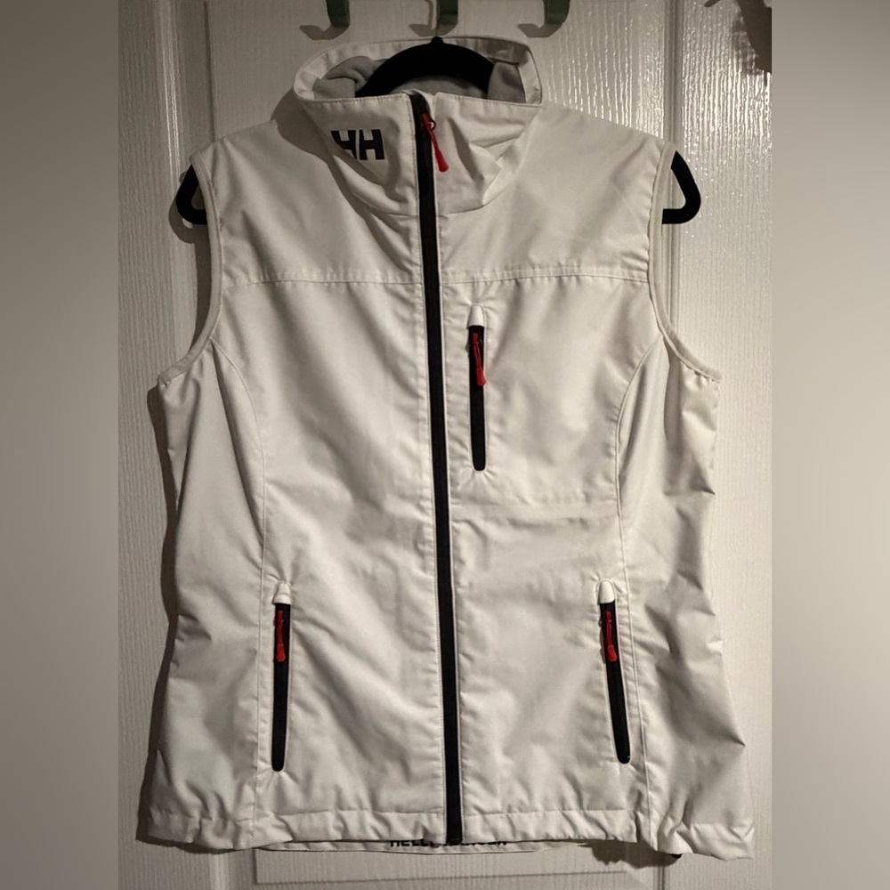 Helly Hansen White Softshell Vest with Black Trim and Red Accents - Women
